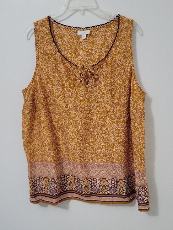 J. Jill Tops - J. Jill Mustard Paisley Sleeveless Shirt, Size X-Large